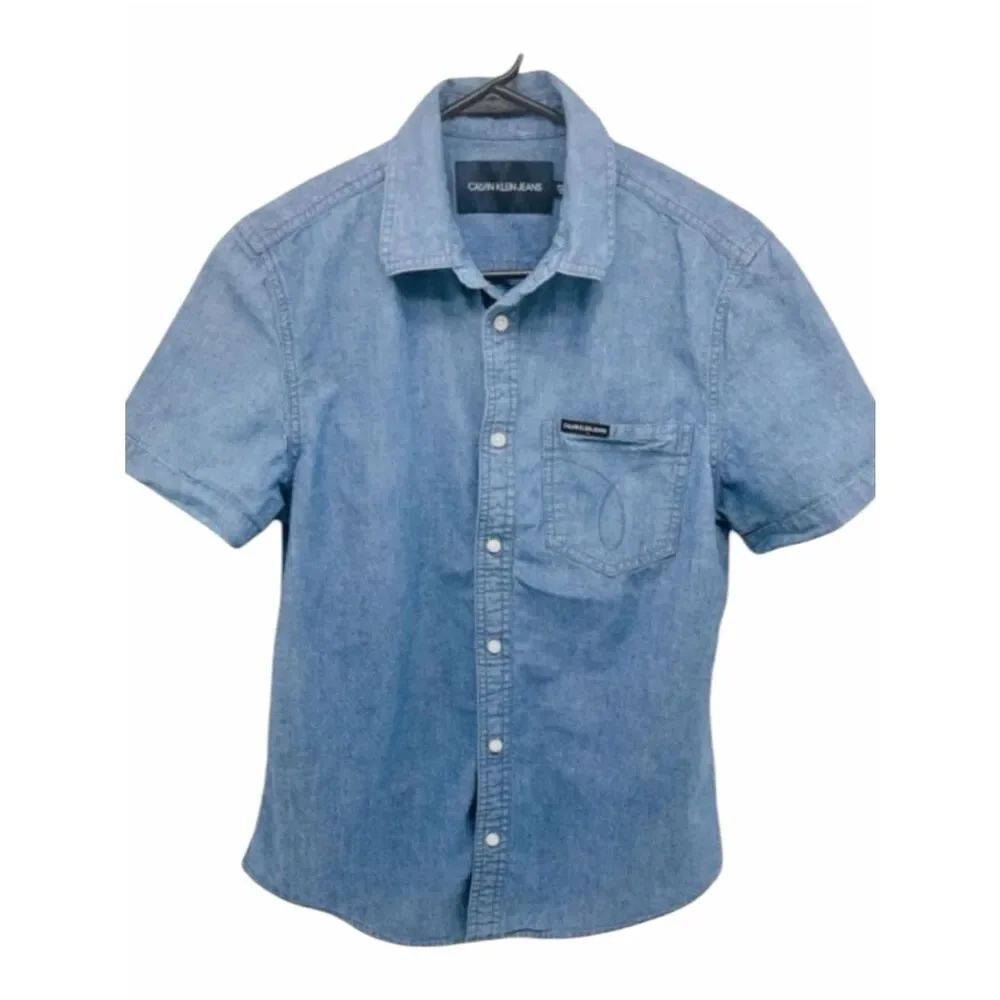 Calvin Klein Jeans Lt Denim SS Button Down Shirt S